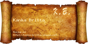 Kanka Britta névjegykártya